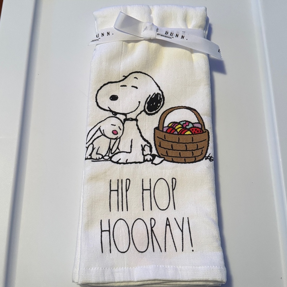 Rae Dunn White Kitchen Towels with Snoopy Design NWT